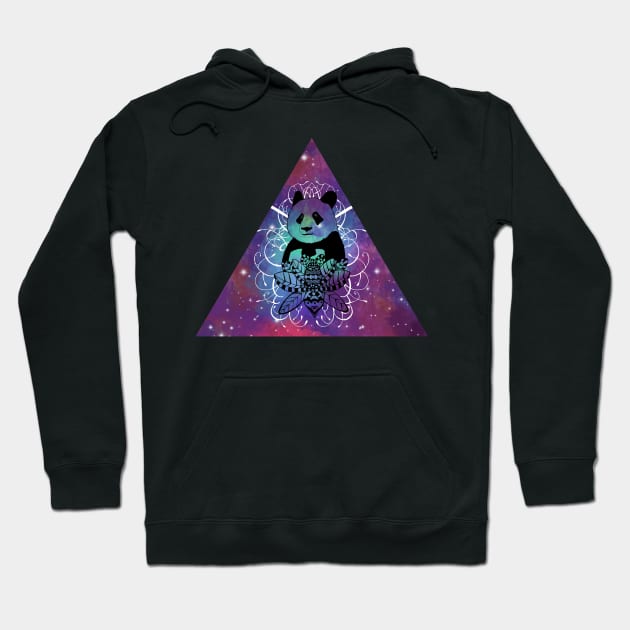 Black Panda in watercolor space background Hoodie by beatrizxe